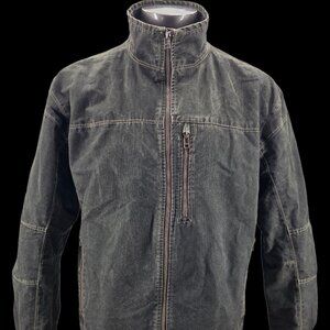 Kuhl Jacket Black FadeVintage Patina Dye Canvas Fleece Burr Lined Zip Men XLarge